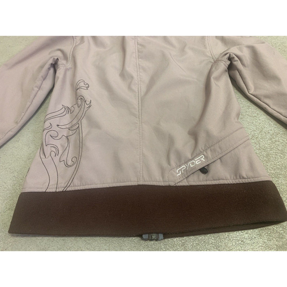 Spyder Jacket Womens 8 Red Houndstooth Fleece Lined Lightweight Nylon Coat - Picture 7 of 16